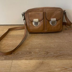 Fossil light tan leather crossbody handbag